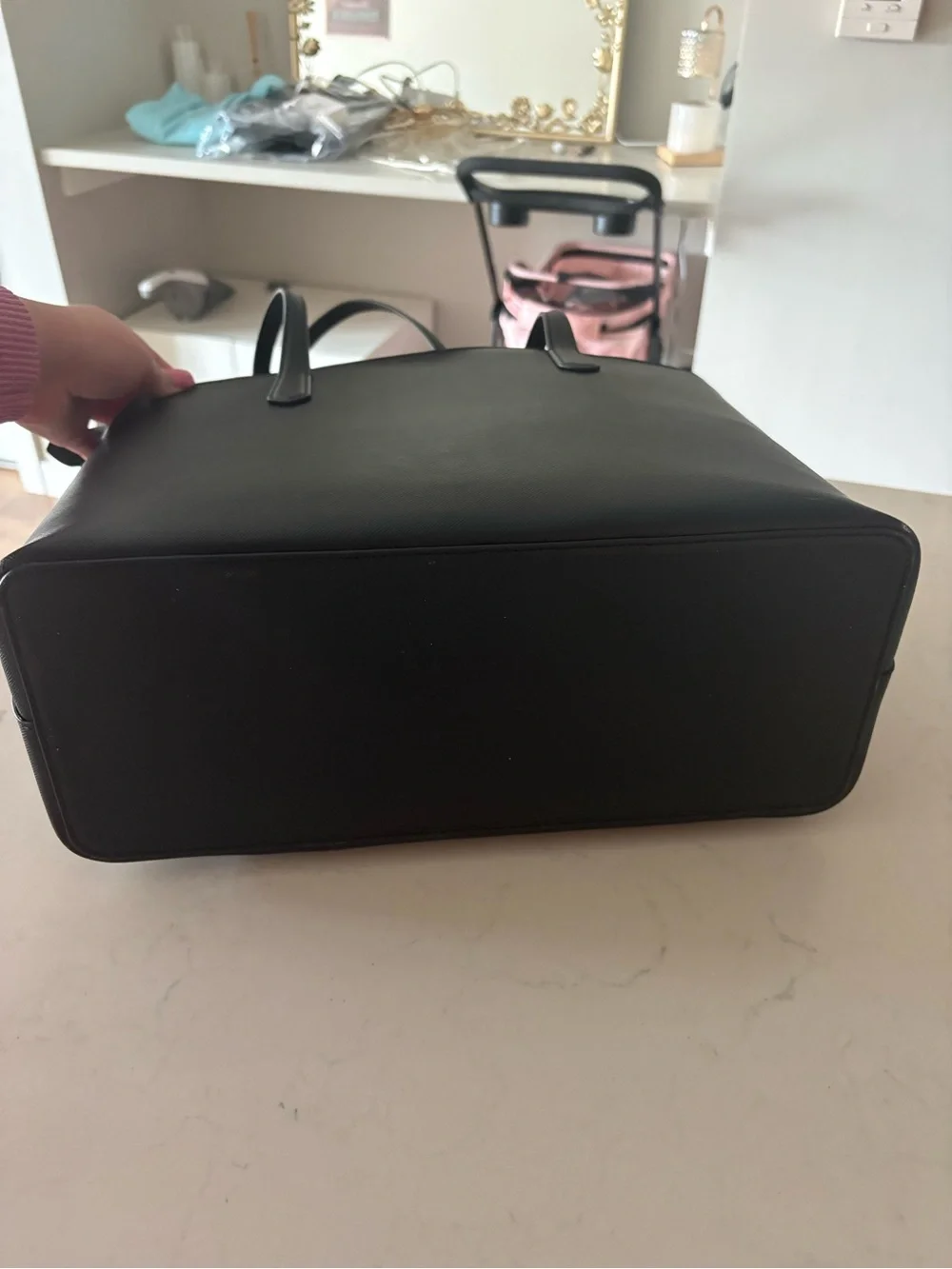 kate spade Black Leather Tote with Front Pocket
